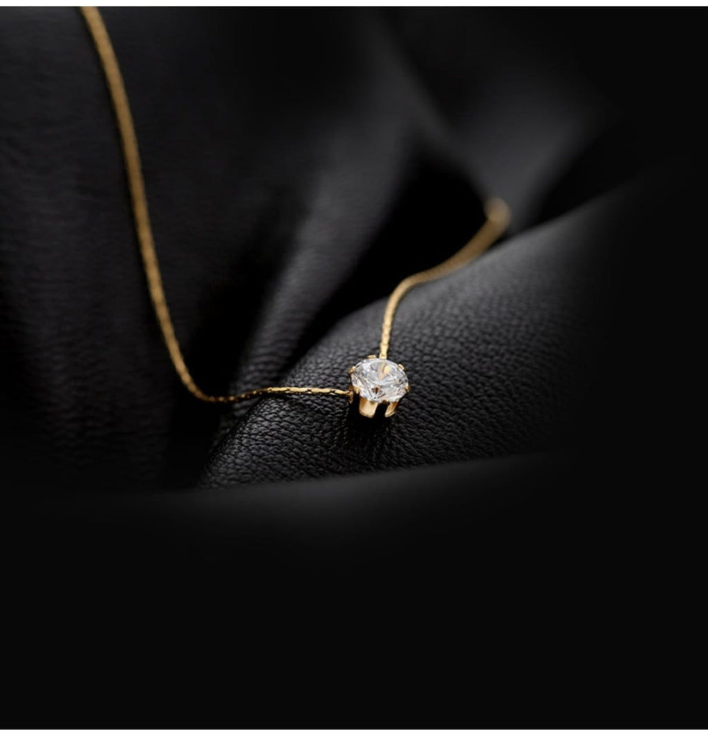Minimalist Solitaire Crystal Pendant Necklace