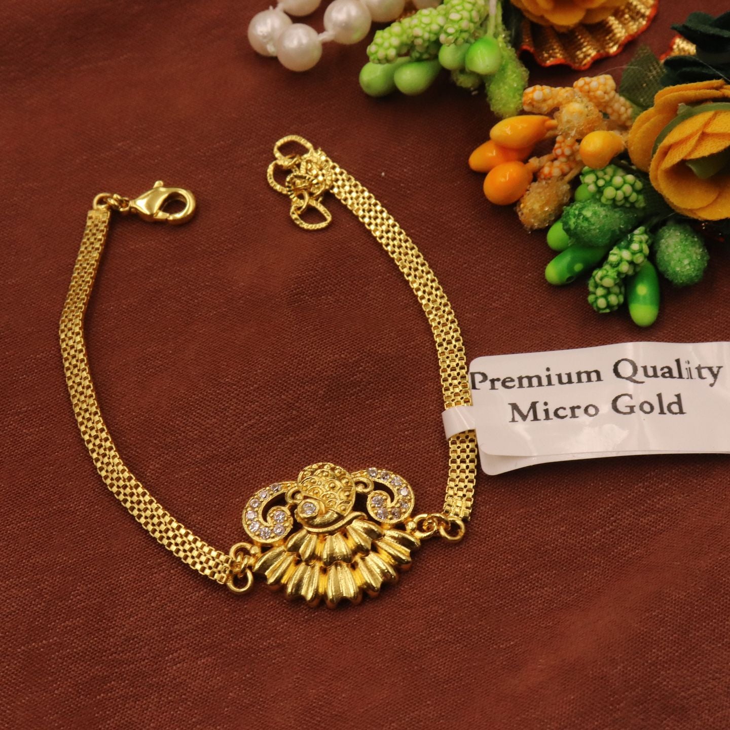 Riyaa One Gram Gold Plated Adjustable Bracelet for Women & Girls