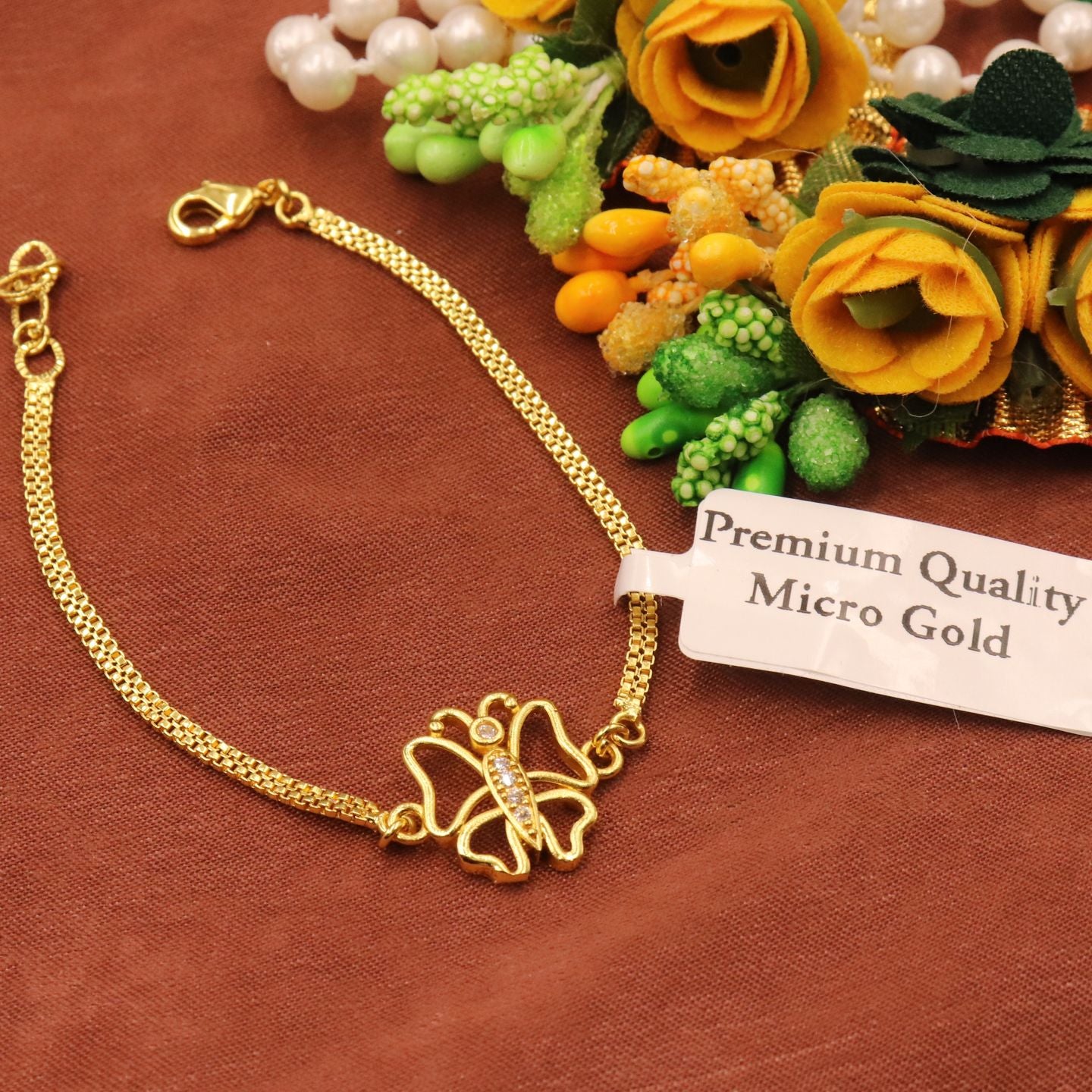 Megha One Gram Gold Plated Adjustable Bracelet for Women & girls