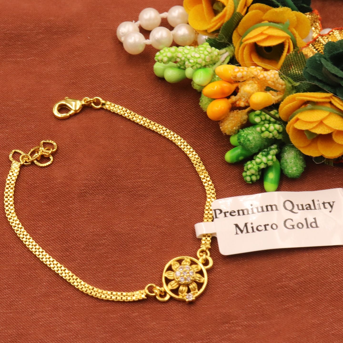 Malini One Gram Gold Plated Adjustable Bracelet for Women & Girls