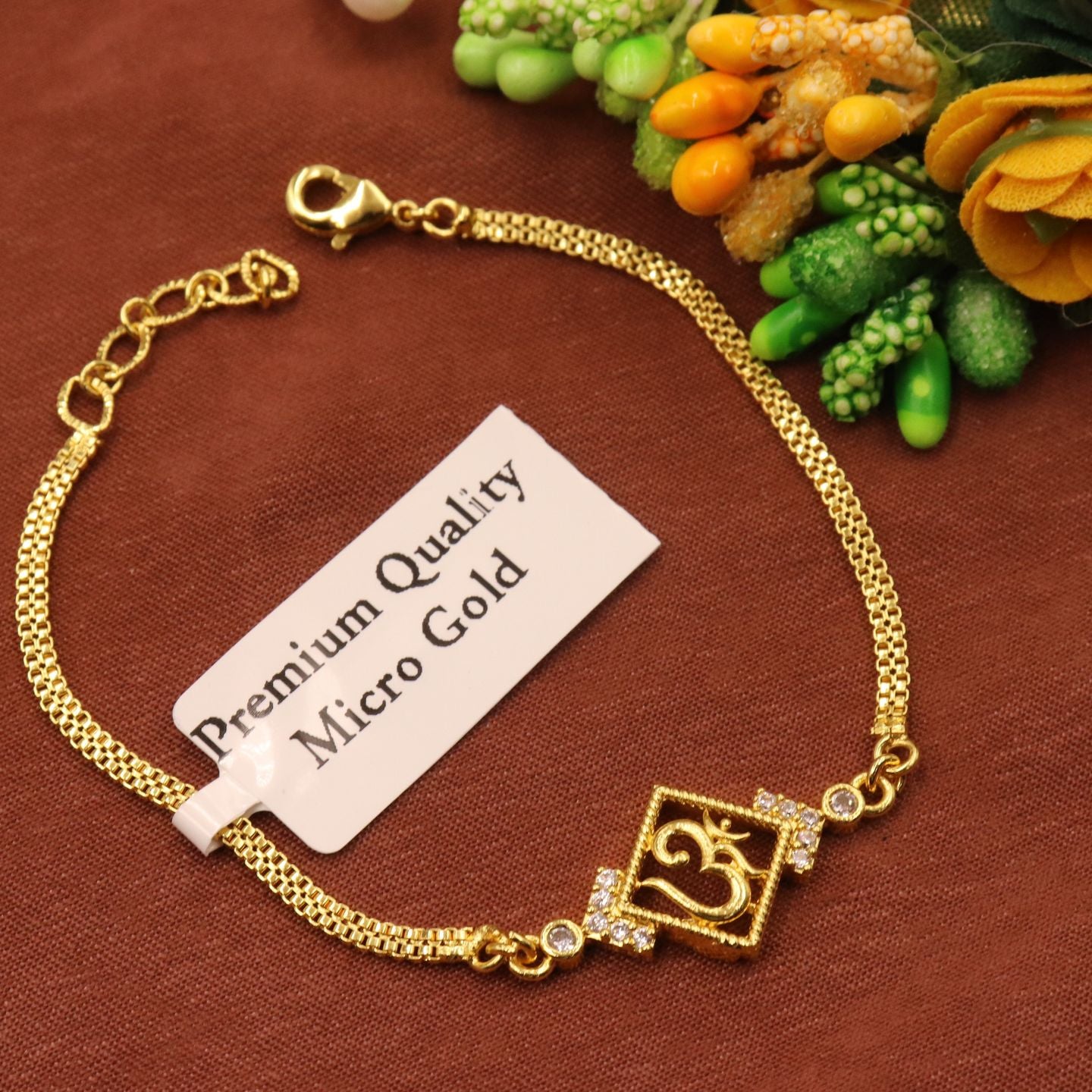 Om One Gram Gold Plated Adjustable Bracelet for Women & Girls