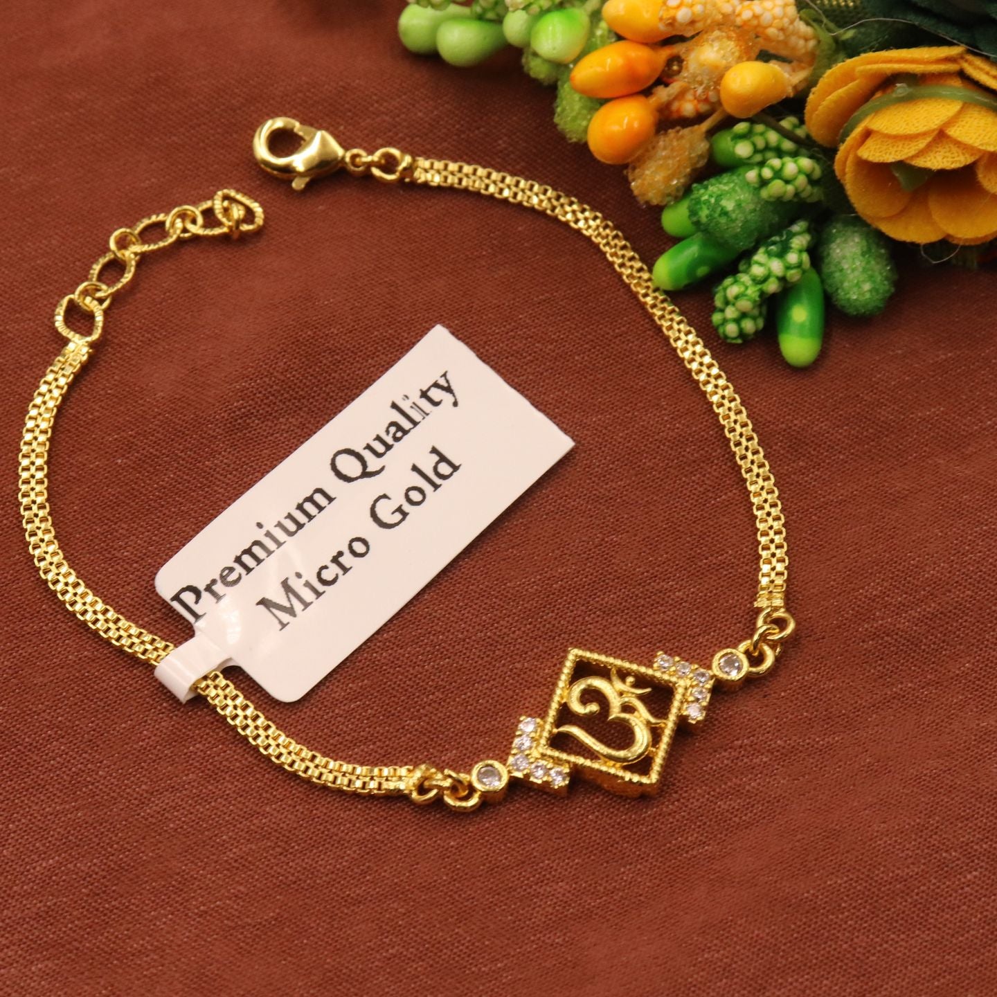 Om One Gram Gold Plated Adjustable Bracelet for Women & Girls