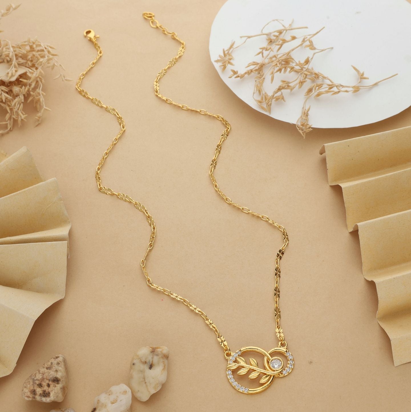 Skandhi One Gram Gold Plated Chain Pendant