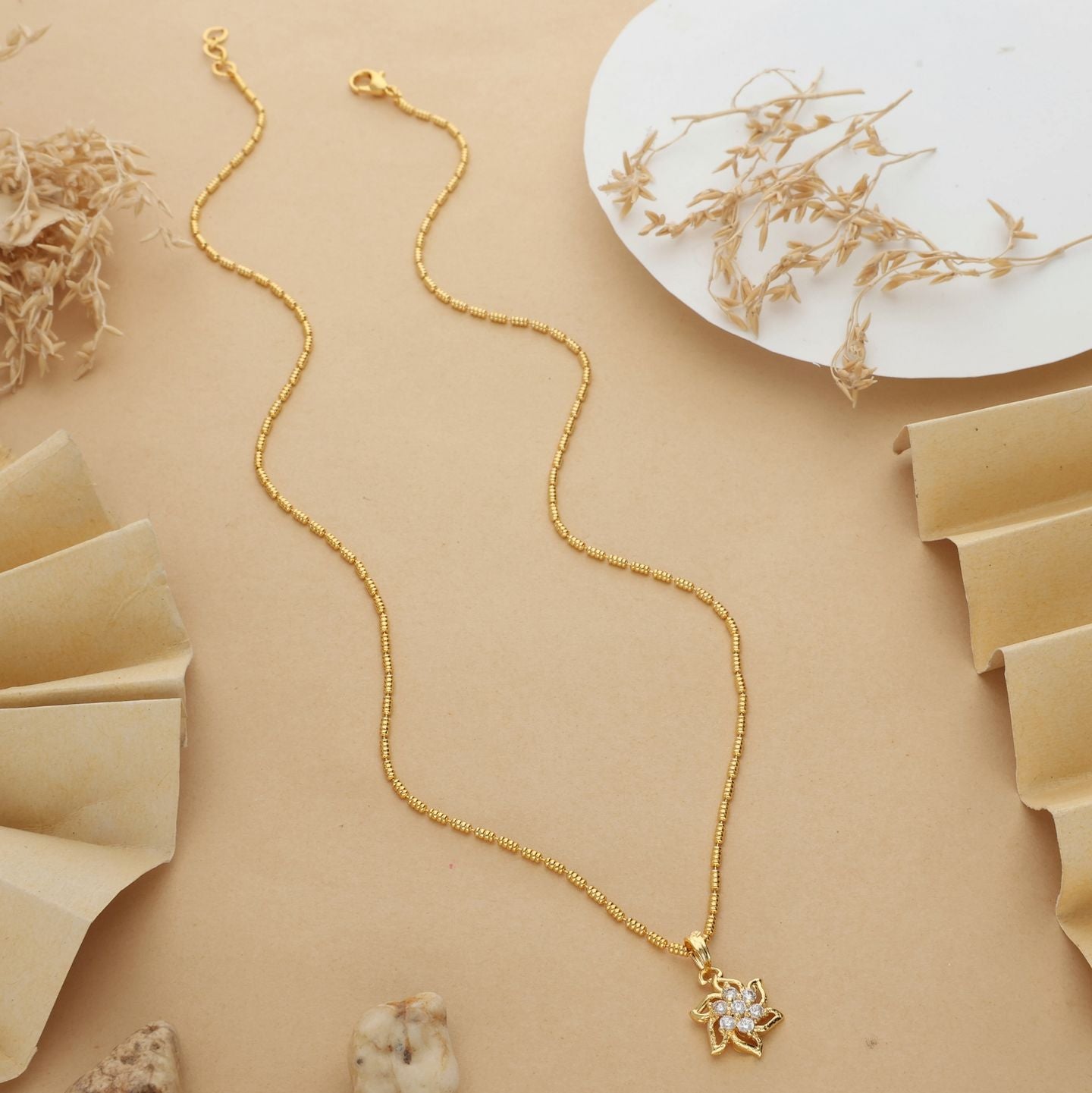 Kaveri One Gram Gold Plated Chain Pendant