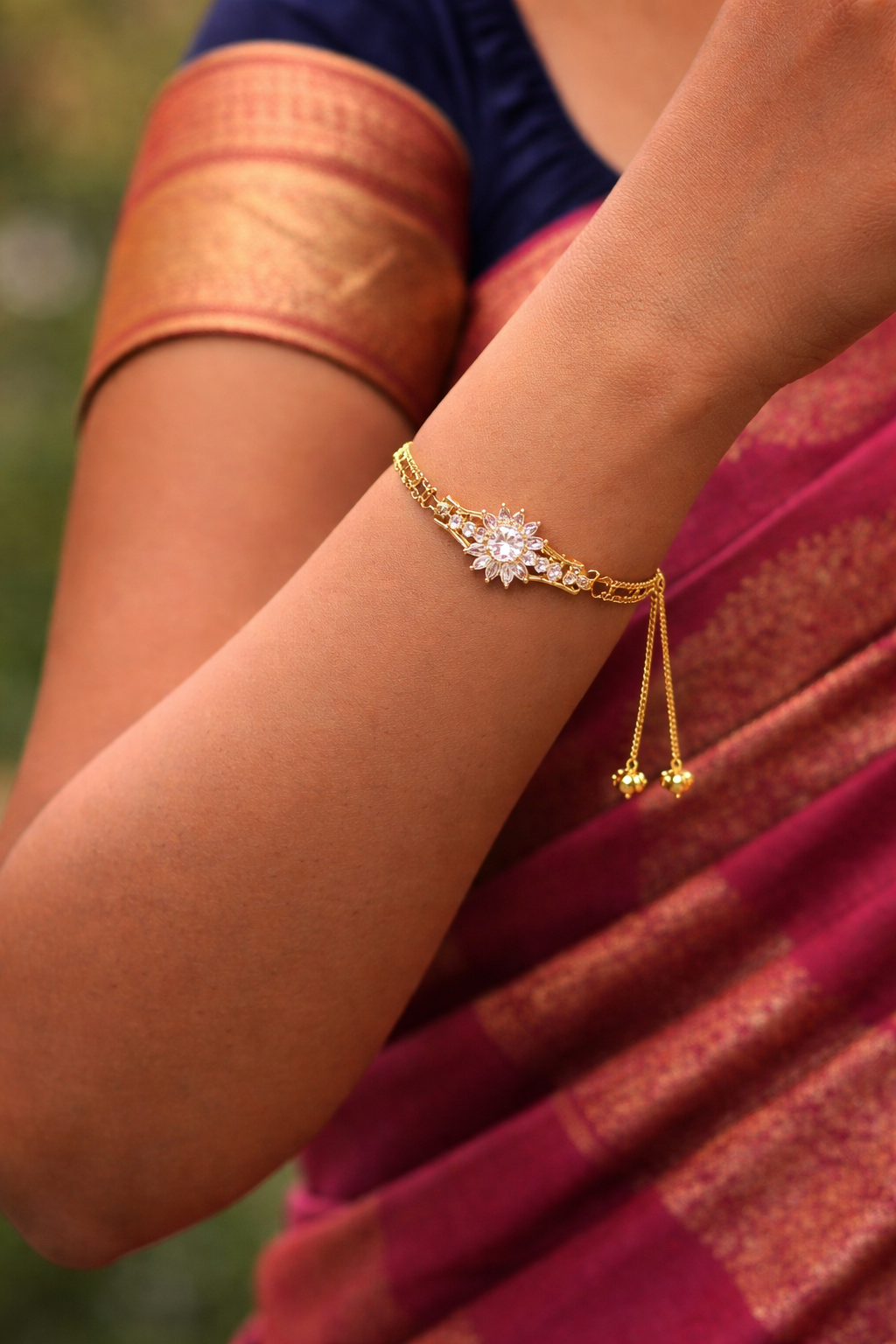 Jiyaa One gram Gold Plated Adjustable Bracelet for Women & Girls