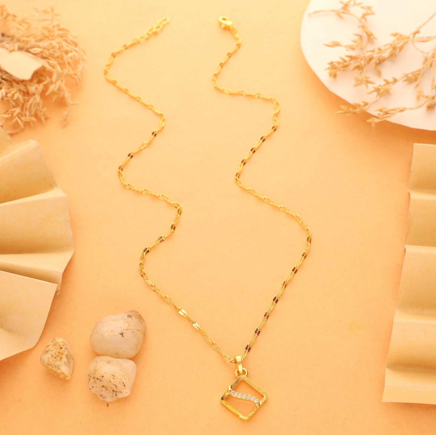 Indira One Gram Gold Plated Pendant Chain