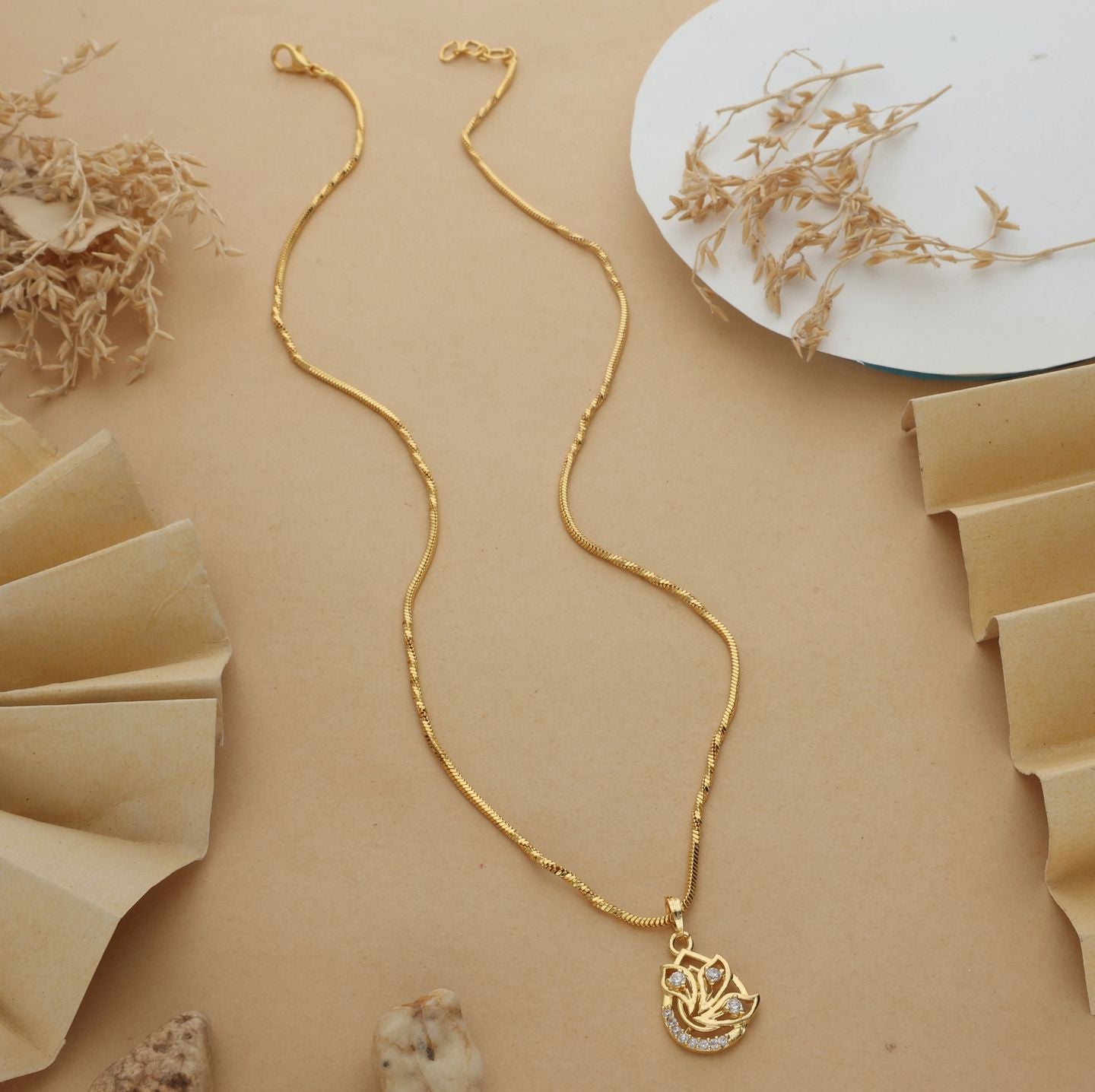 Priyam One Gram Gold Plated pendant Chain