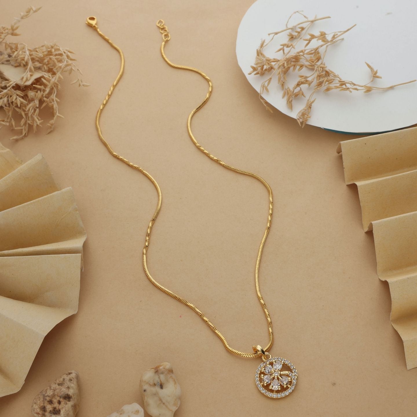 Devyani One Gram Gold Plated Pendant Chain