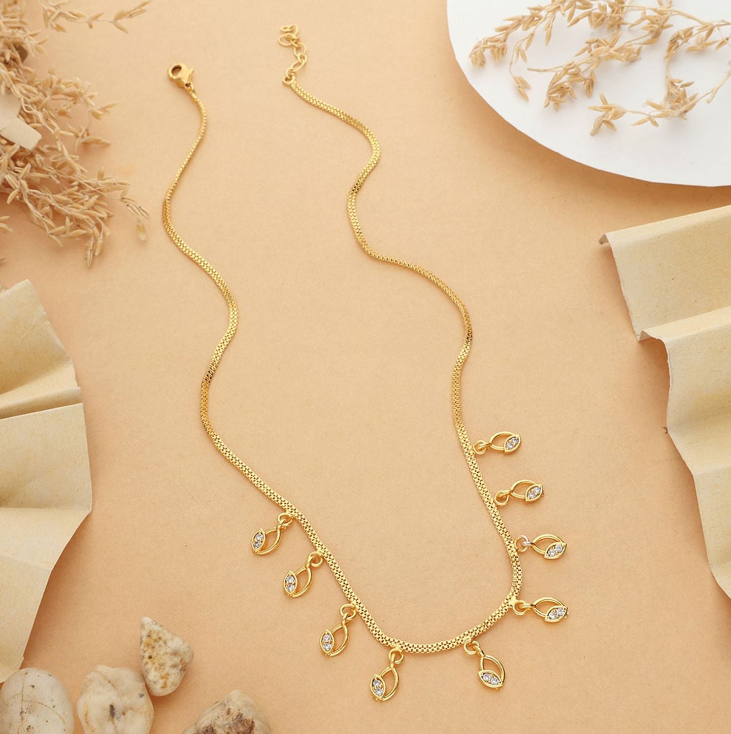 Oshira One Gram Gold Plated Chain Pendant