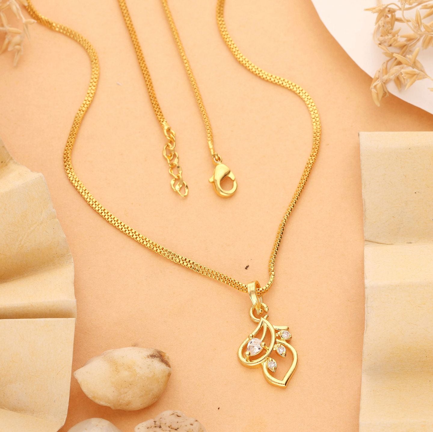 Tisha One Gram Gold Plated Pendant Chain