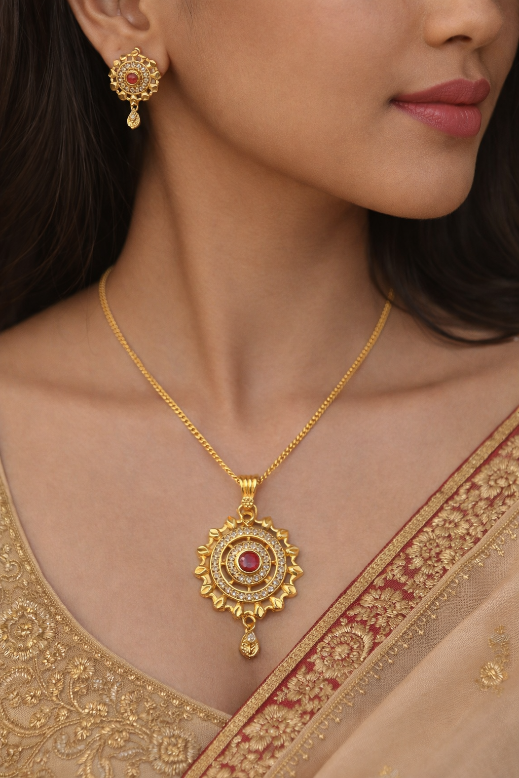 Shubha Chain Pendant with Earrings