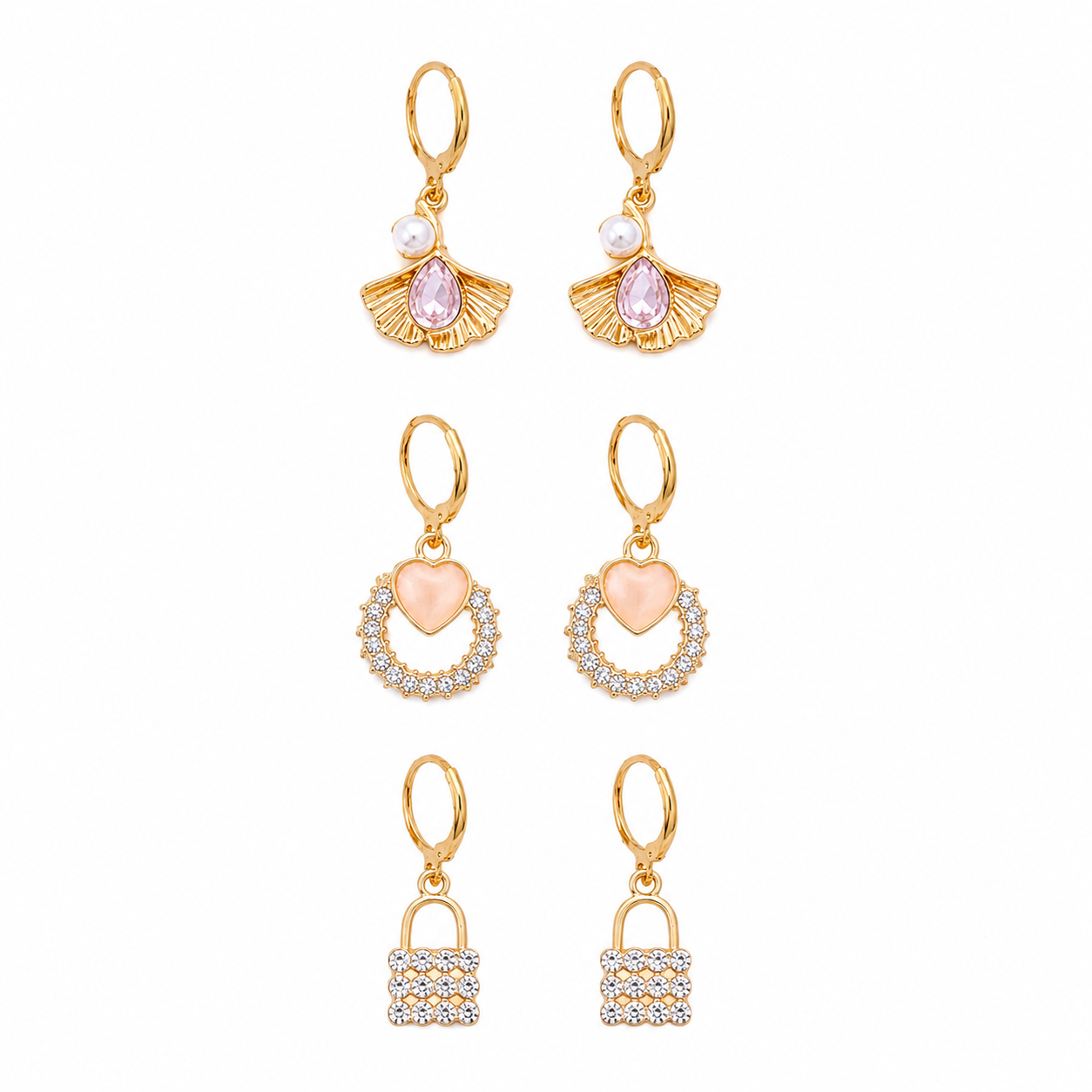 Lakshri Golden Charm Trio Earring Combo