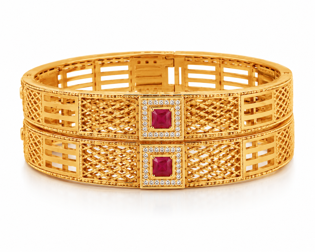 Ruby Royale Gold Plated Designer Bangles