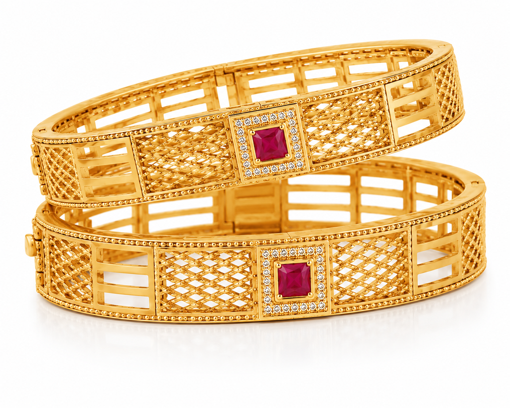 Ruby Royale Gold Plated Designer Bangles