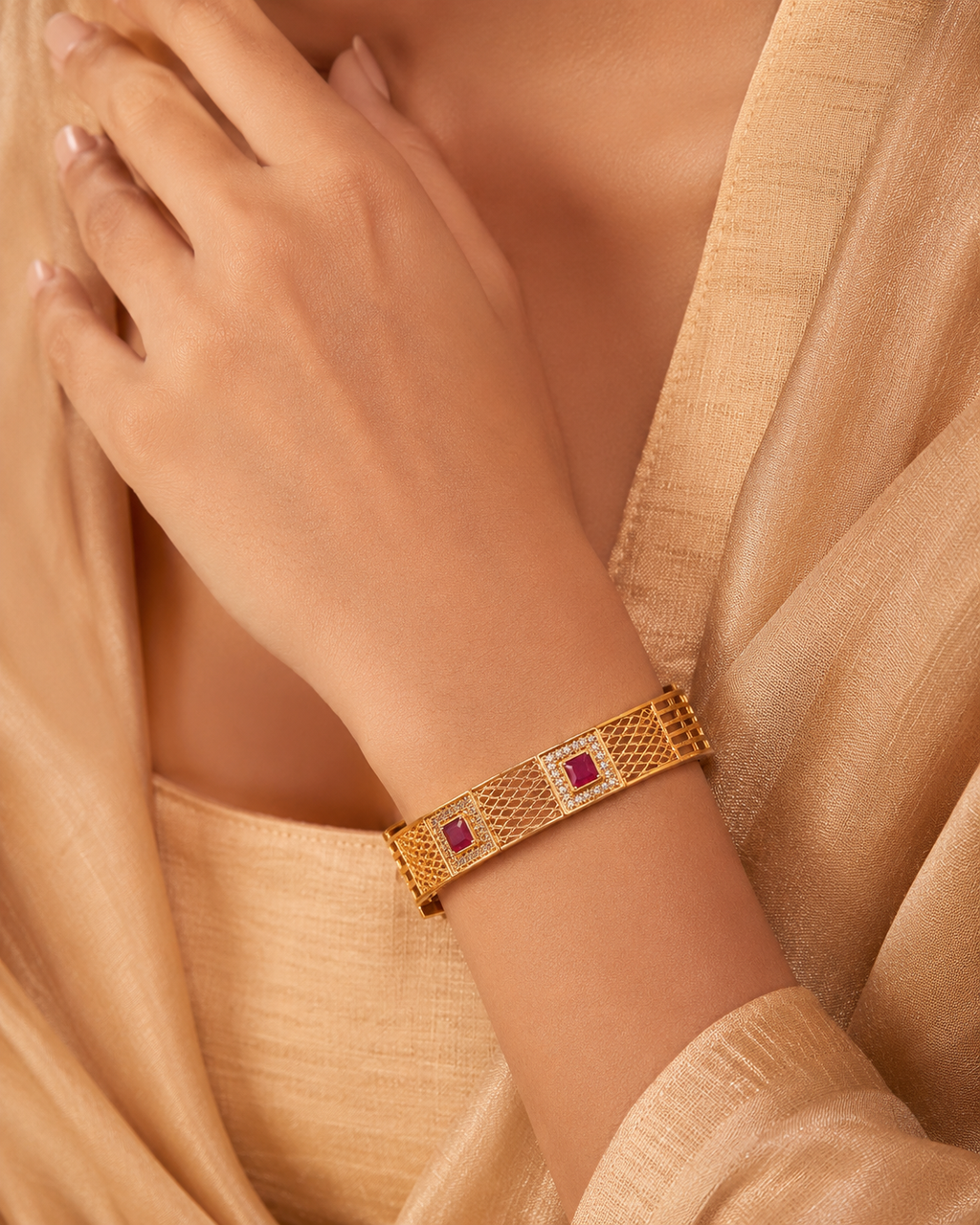 Ruby Royale Gold Plated Designer Bangles