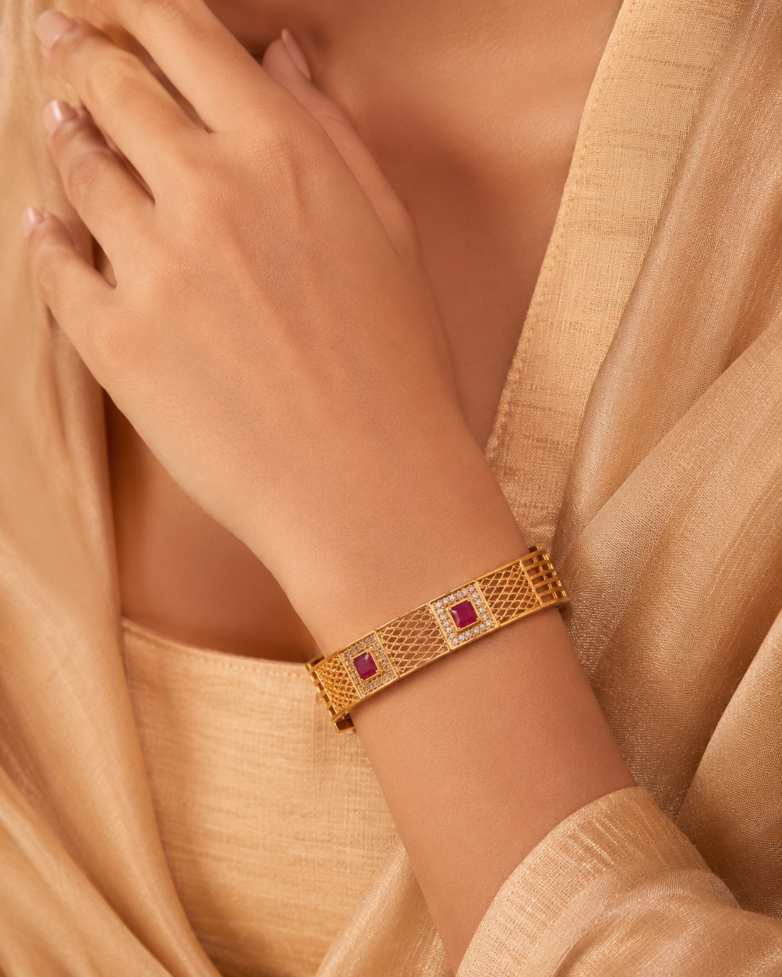 Ruby Royale Gold Plated Designer Bangles