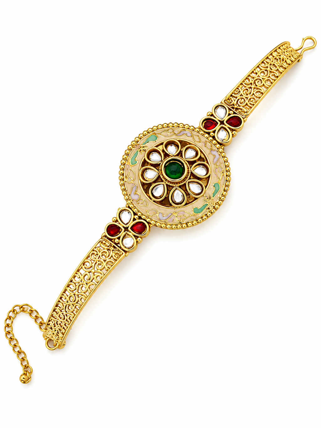 Designer Heritage Ruby Kundan Adjustable Hand Kada