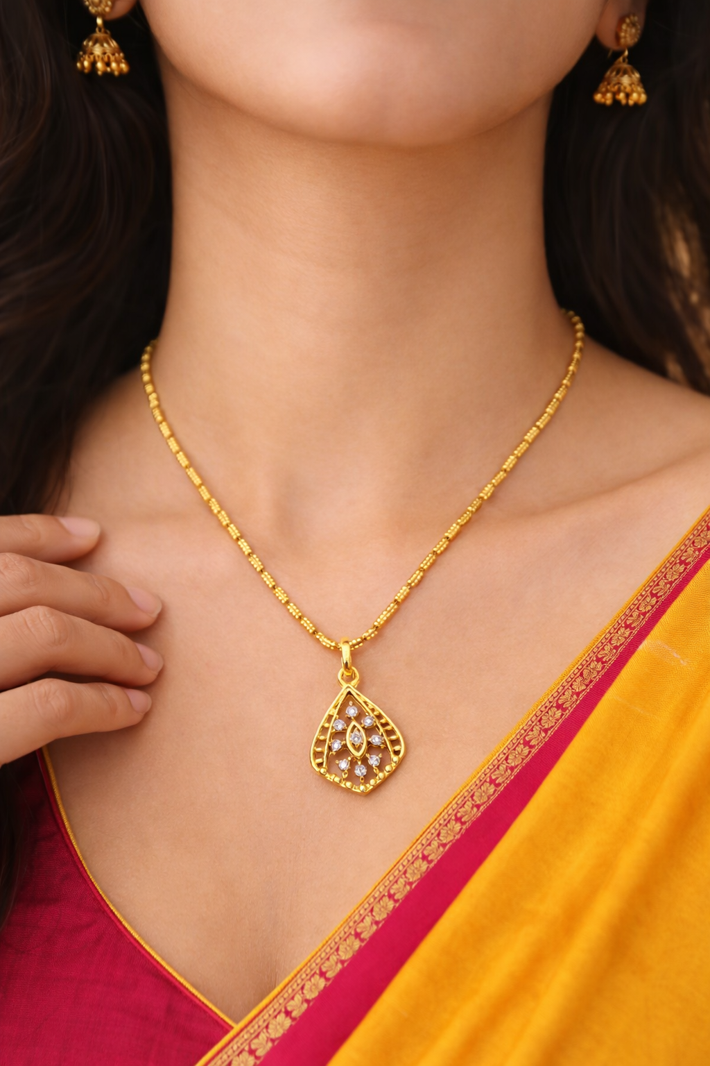 Hridayi One Gram Gold Plated Chain Pendant