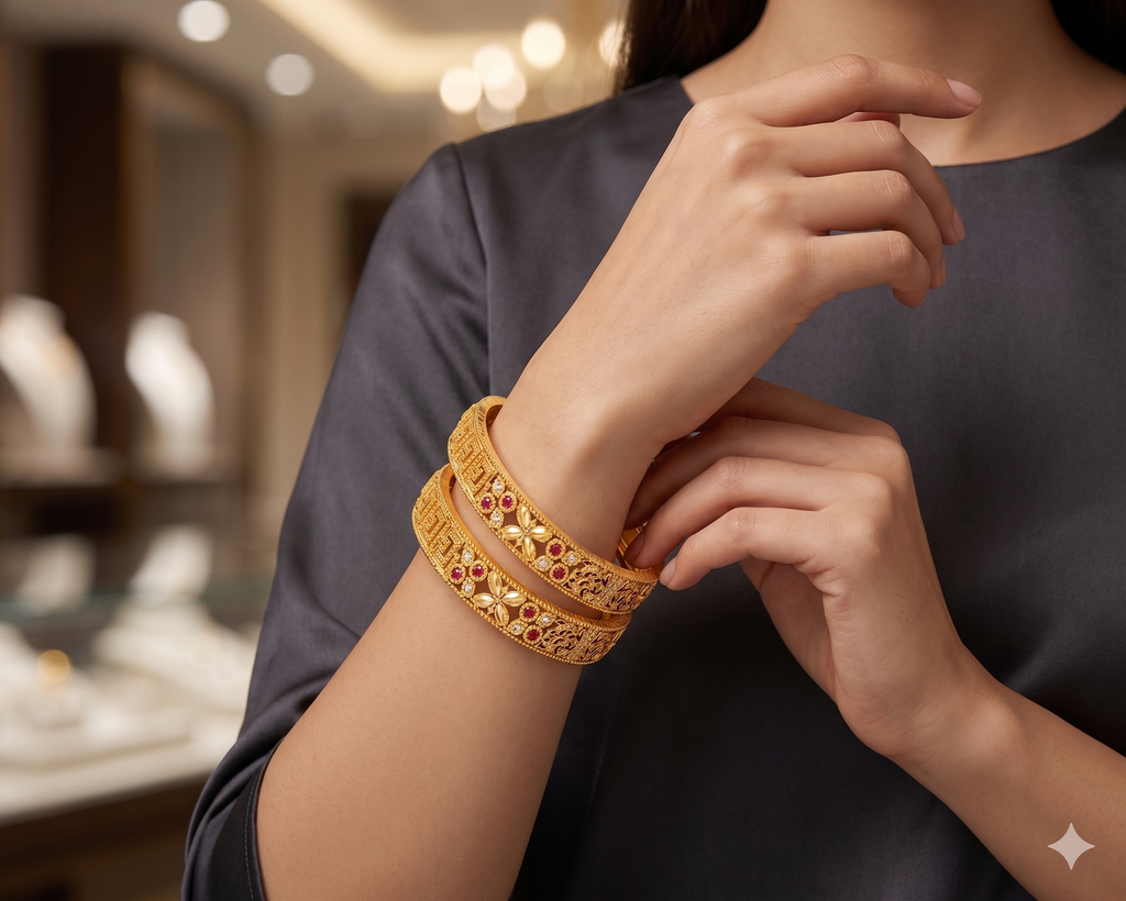 Avantika Ruby And Diamond Bangle