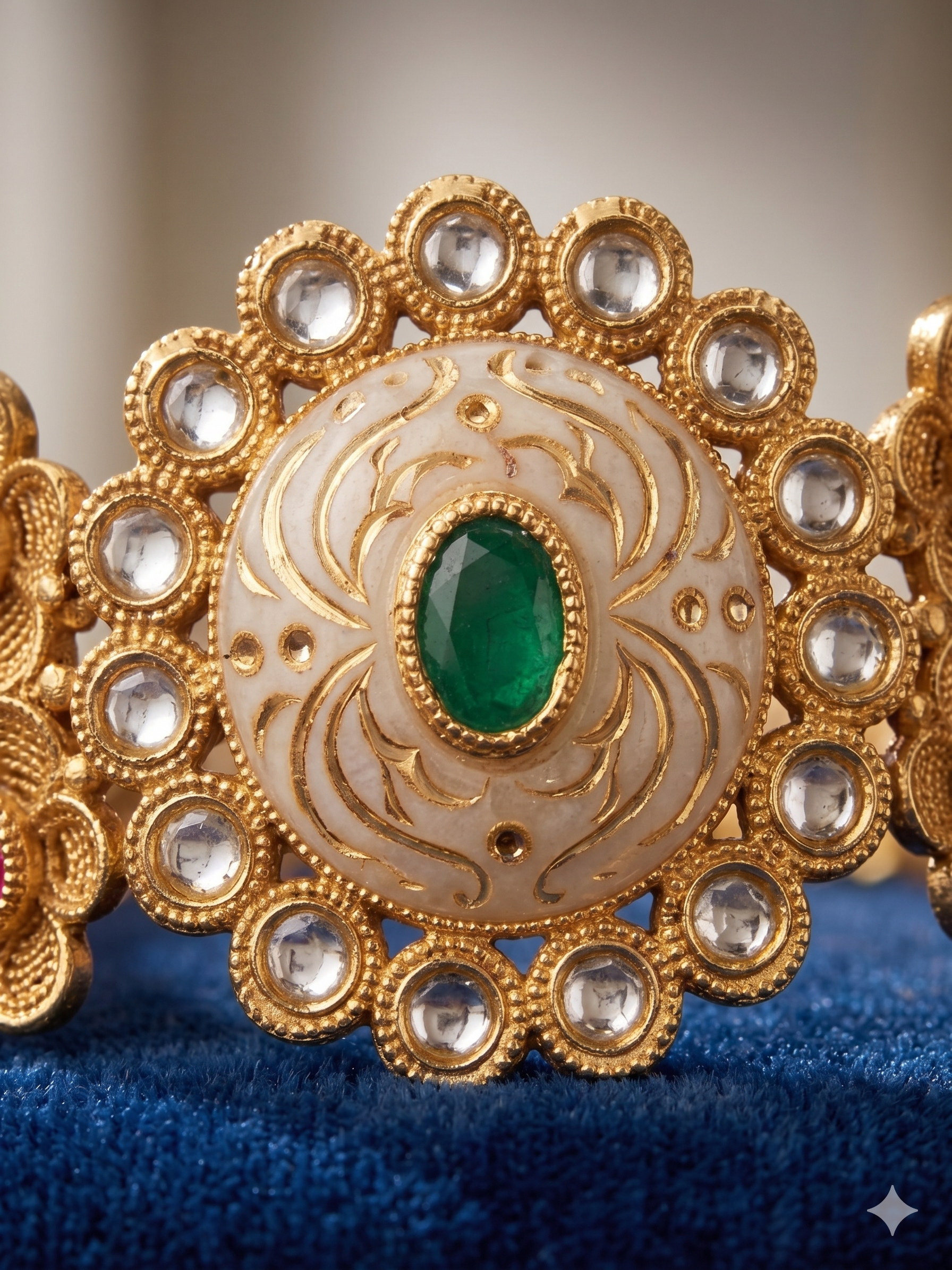 Traditional Meenakari Bangle With Emerald And Polki Accents
