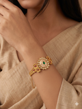 Traditional Meenakari Bangle With Emerald And Polki Accents
