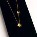 Noir Gold Butterfly Layered Pendant Necklace