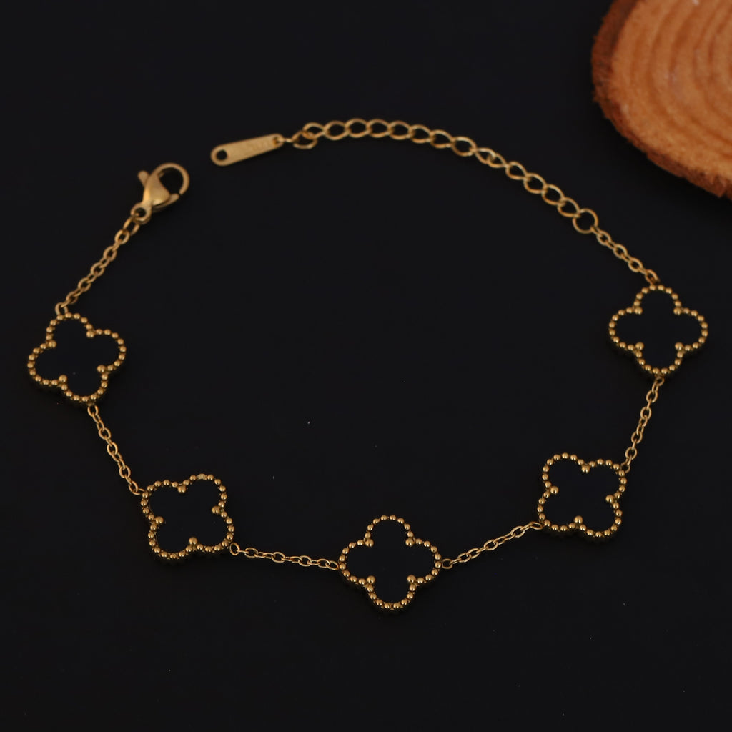 Premium Gold-Plated Four Leaf Clover Charm Bracelet