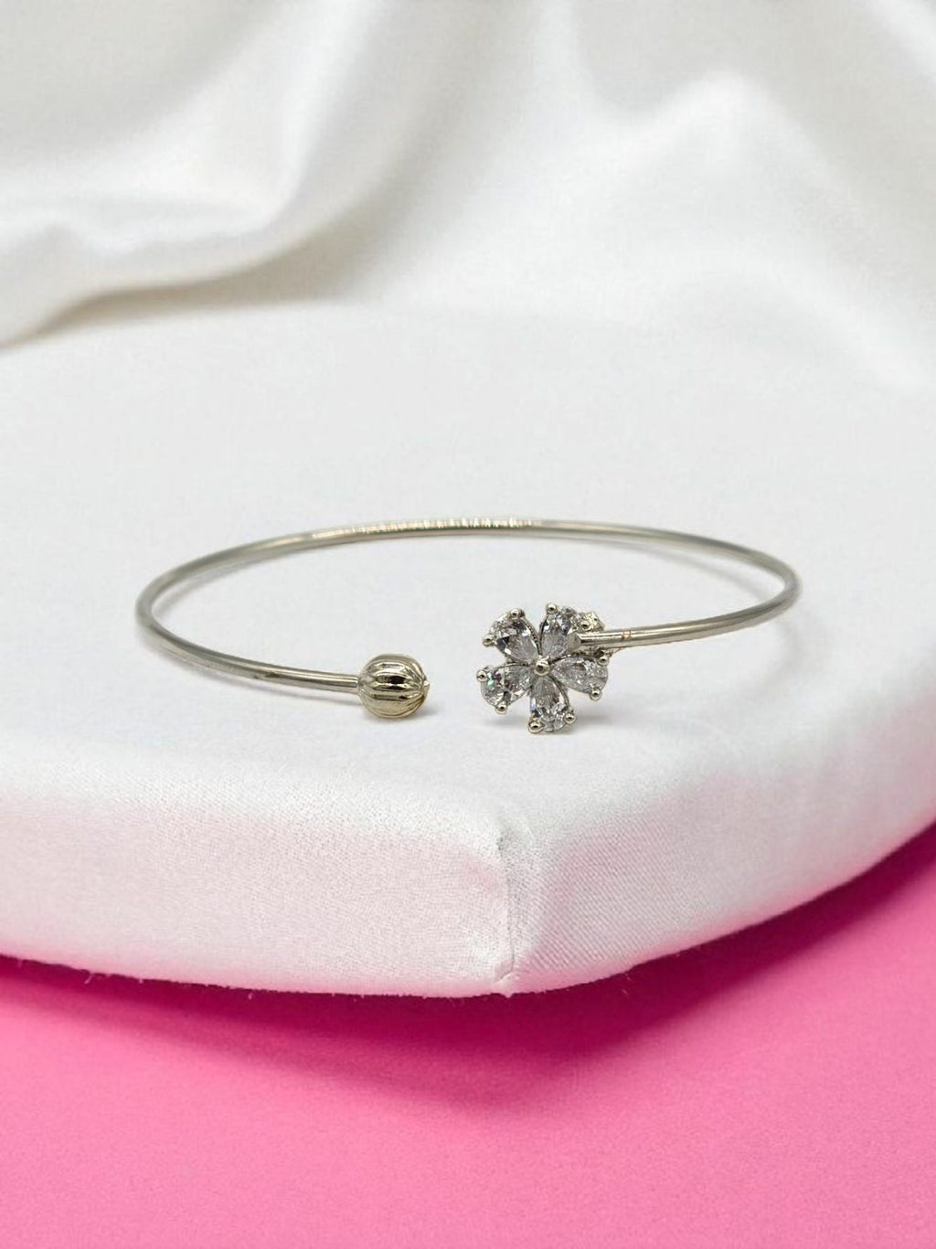 Silver Blossom Spark Open Bracelet