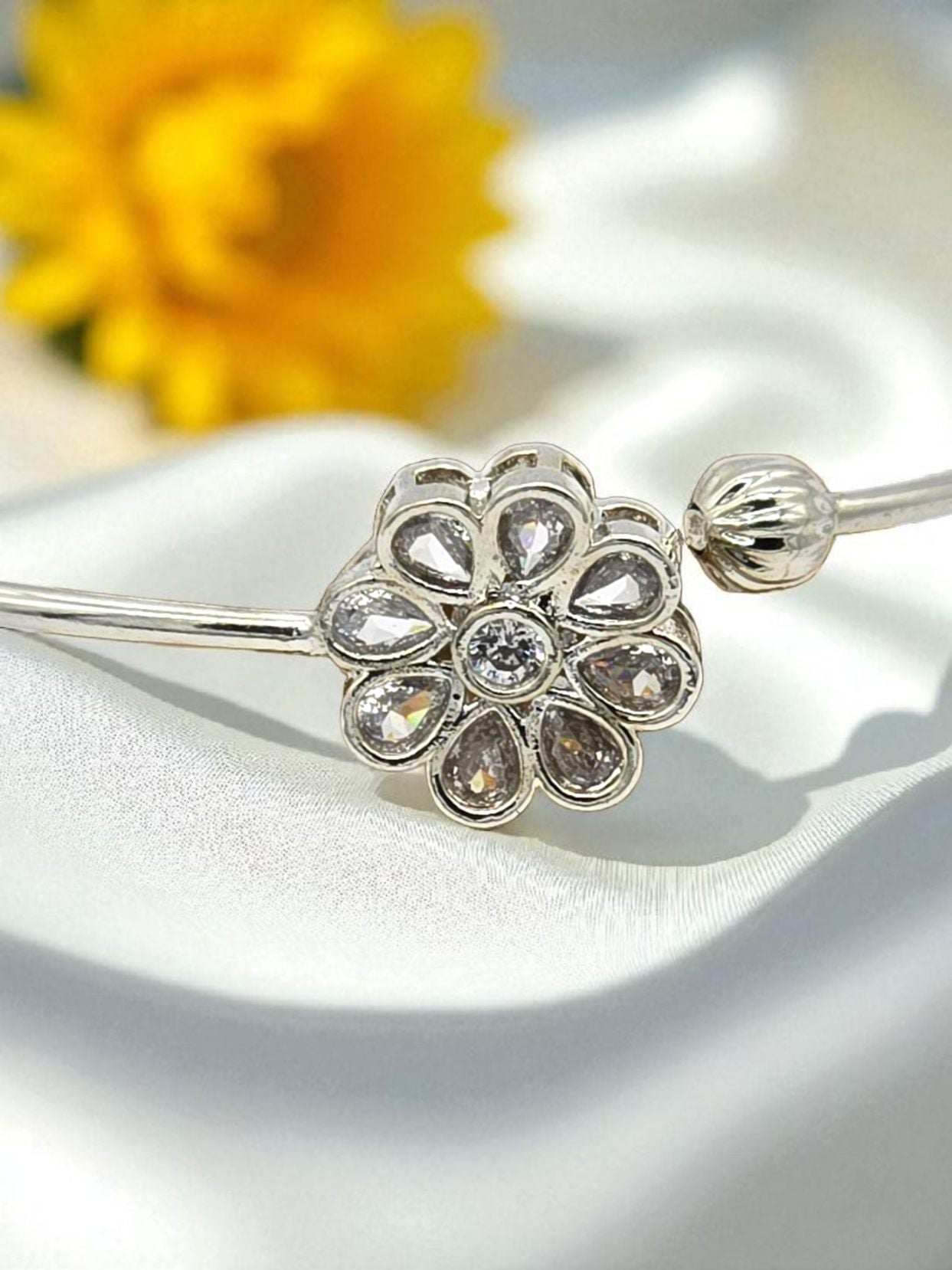 Silver Blossom Spark Open Bracelet