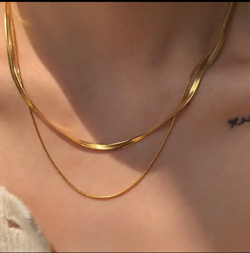 18K Gold Layered Snake Chain Necklace