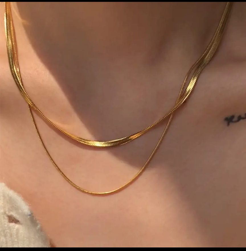 18K Gold Layered Snake Chain Necklace