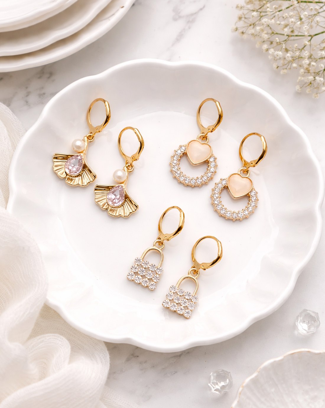 Lakshri Golden Charm Trio Earring Combo